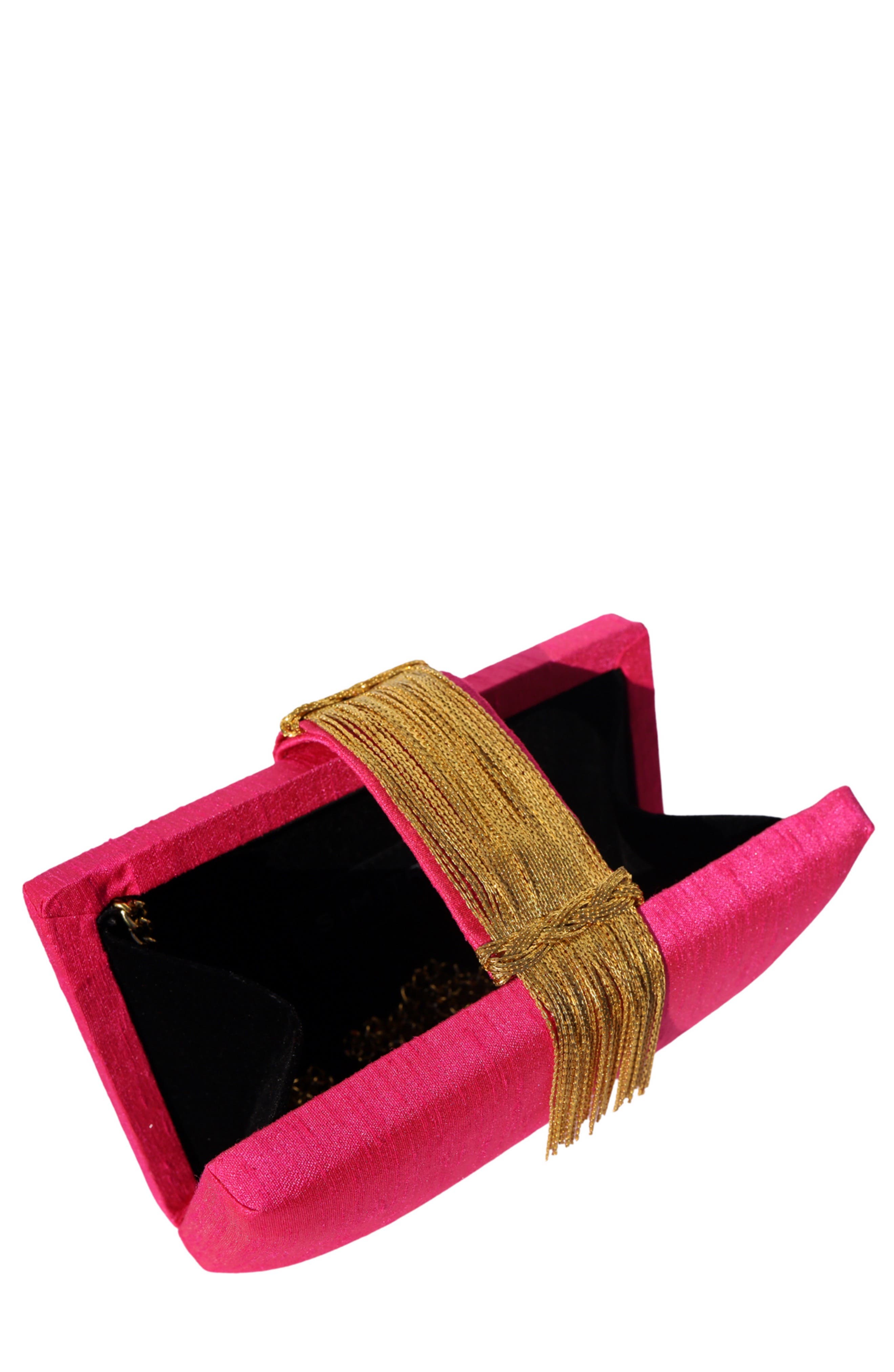 Simitri Electric Fringe Clutch, Alternate, color, Cranberry Sauce