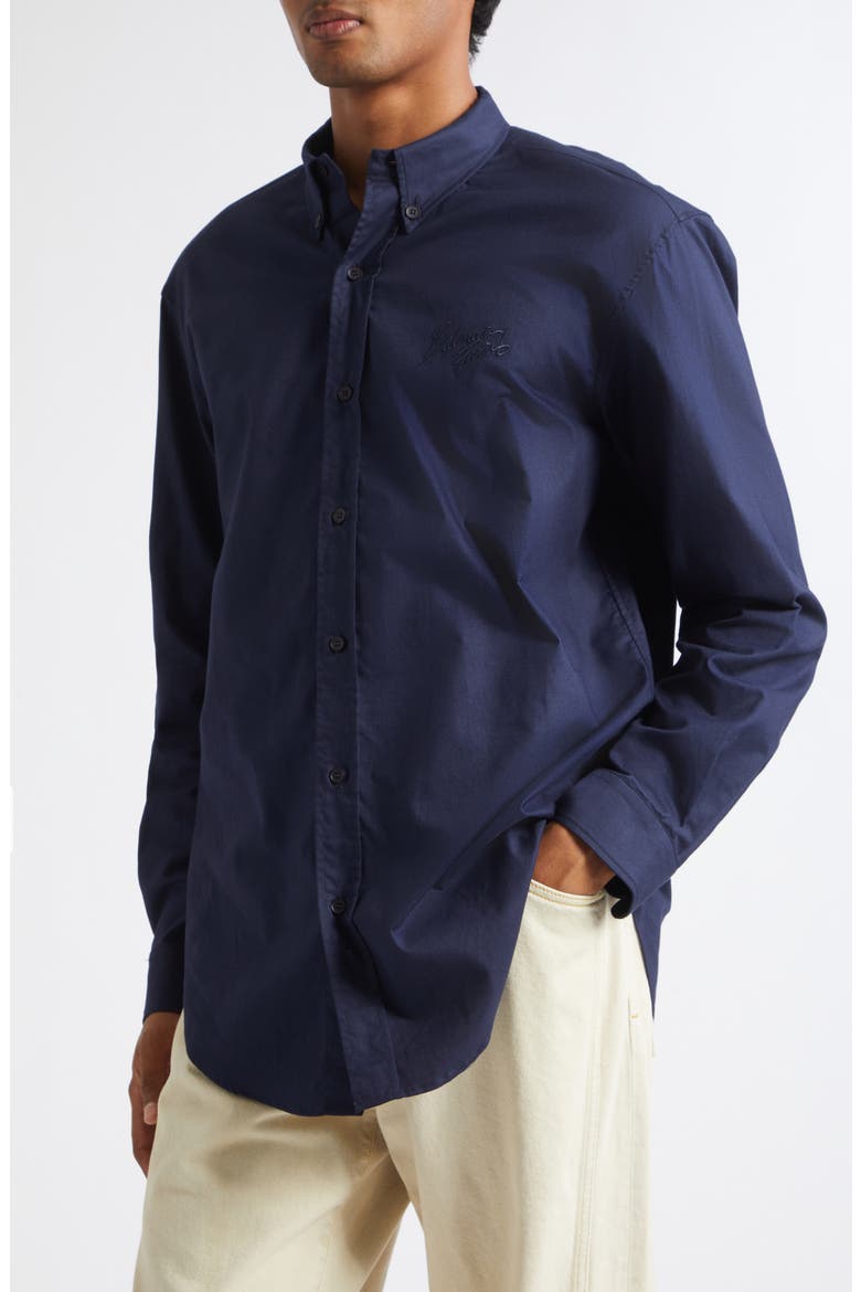 Cotton Jacquard Button-Up Shirt, Alternate, color, 6UB MARINE