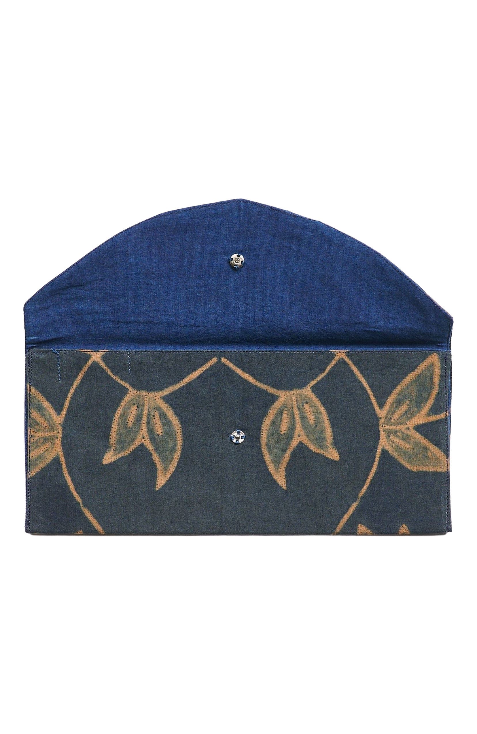 Studio Variously Folio Indigo Shibori Hand Crafted Zero Waste Cotton Pouch, Main, color, Indigo