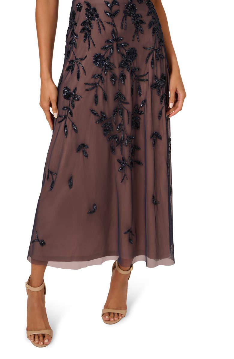 Adrianna Papell Beaded Mesh Sheath Cocktail Dress, Alternate, color, 