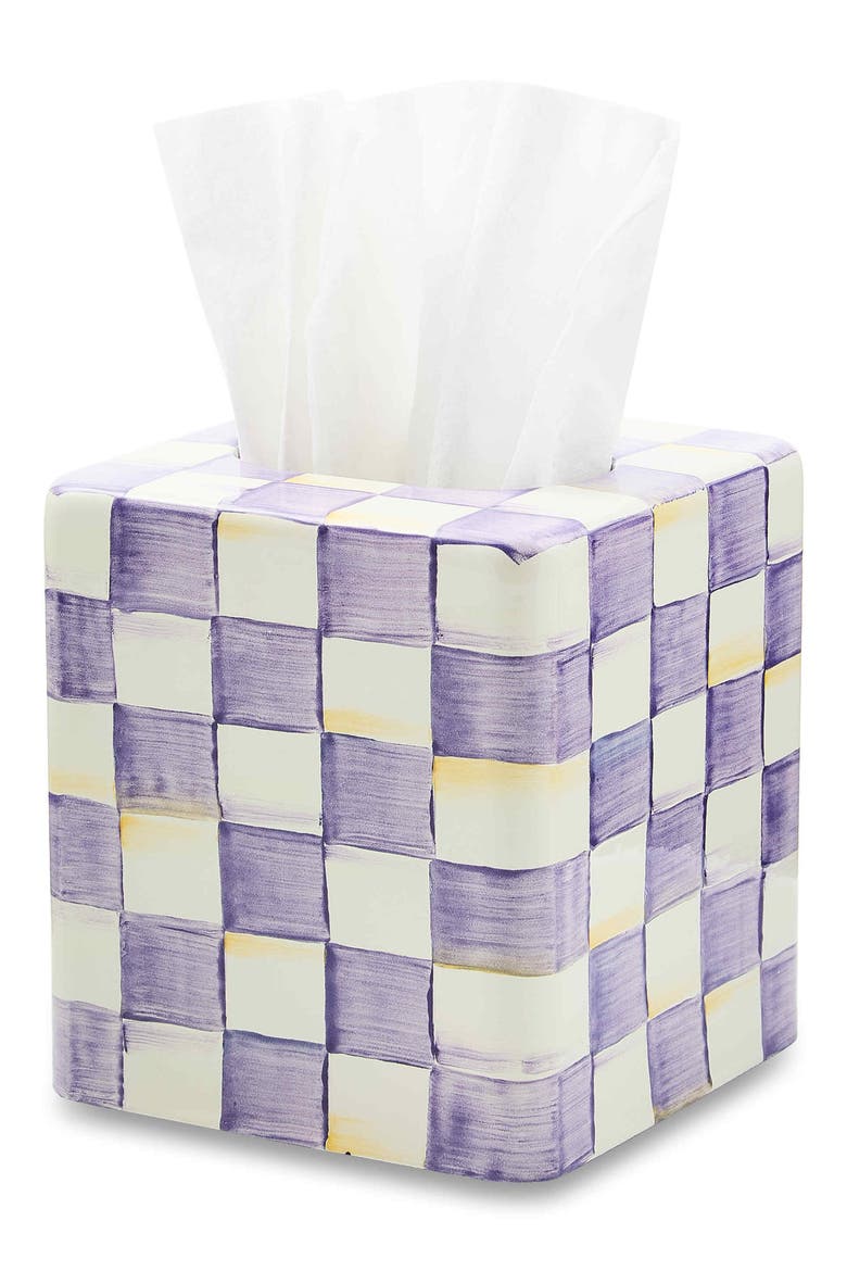 Violet Check Boutique Tissue Box Cover, Alternate, color, VIOLET
