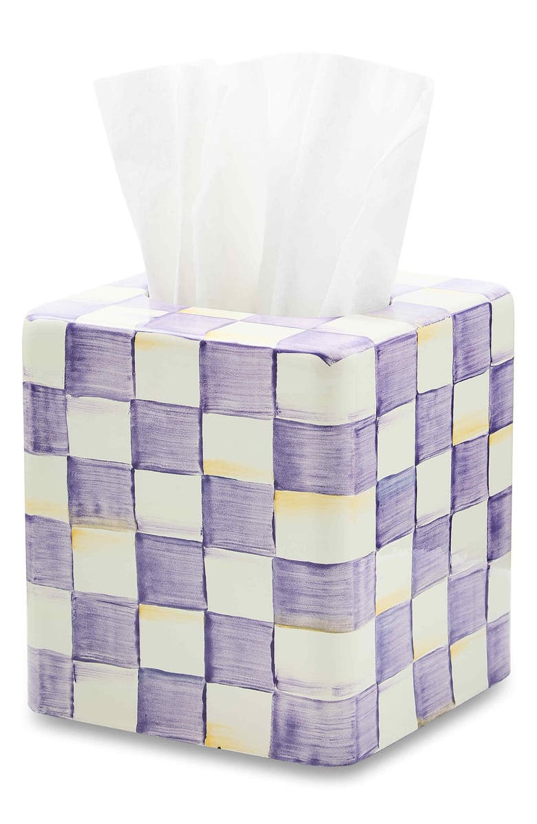 MACKENZIE CHILDS Violet Check Boutique Tissue Box Cover, Alternate, color, Violet