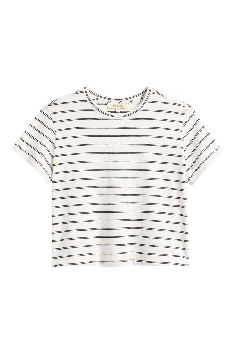 Stripe Boxy Crop Slub T-Shirt, Main, color, LIGHTHOUSE