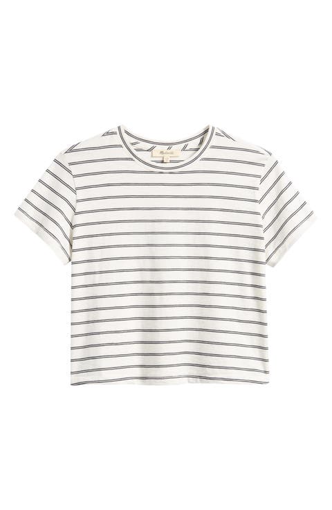 Stripe Boxy Crop Slub T-Shirt