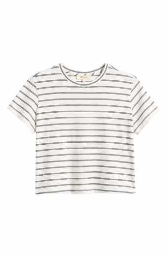 Stripe Boxy Crop Slub T-Shirt