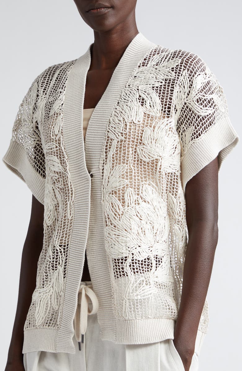 Brunello Cucinelli Botanic Net Cardigan, Alternate, color, 