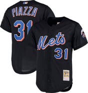 Mitchell & Ness Men's Mitchell & Ness Mike Piazza Black New York Mets Big & Tall Cooperstown Collection Mesh Button-Up Jersey