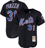 Mitchell & Ness Men's Mitchell & Ness Mike Piazza Black New York Mets Big & Tall Cooperstown Collection Mesh Button-Up Jersey