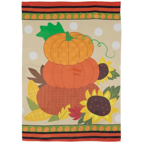 Pumpkins and Sunflowers Autumn Harvest House Flag 28" x 40"