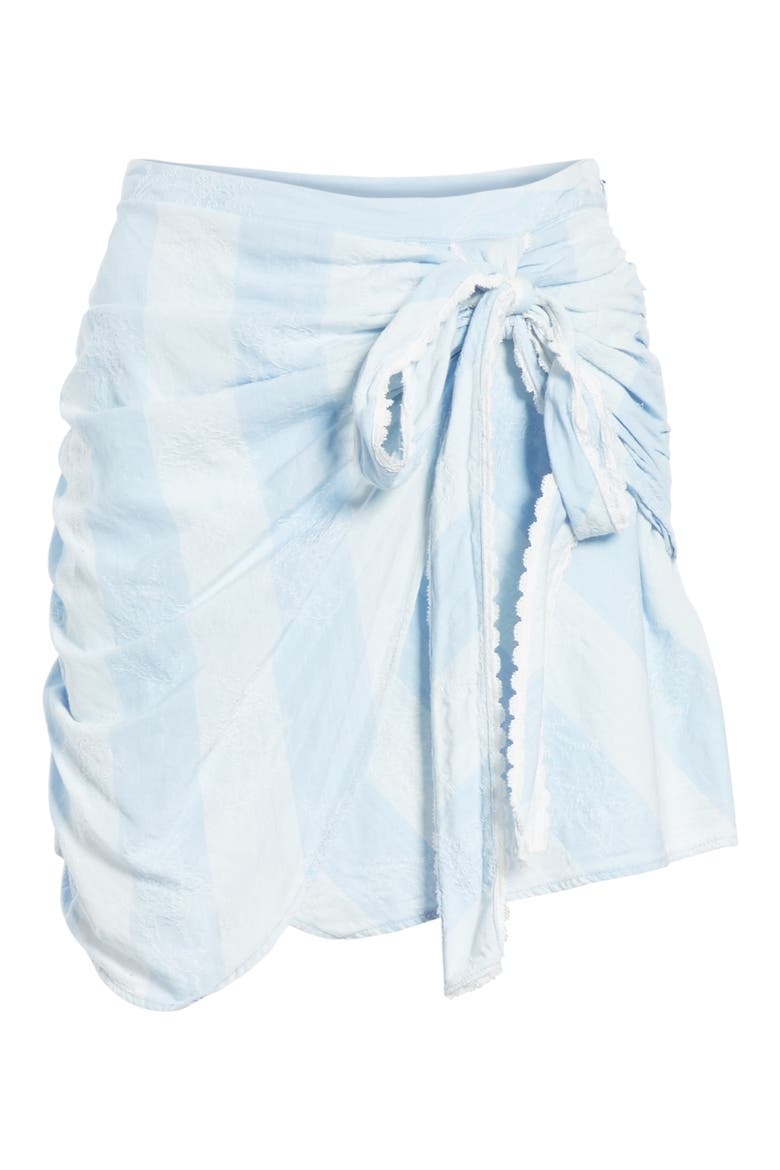 Monroe Side Tie Miniskirt, Alternate, color, FADED DENIM