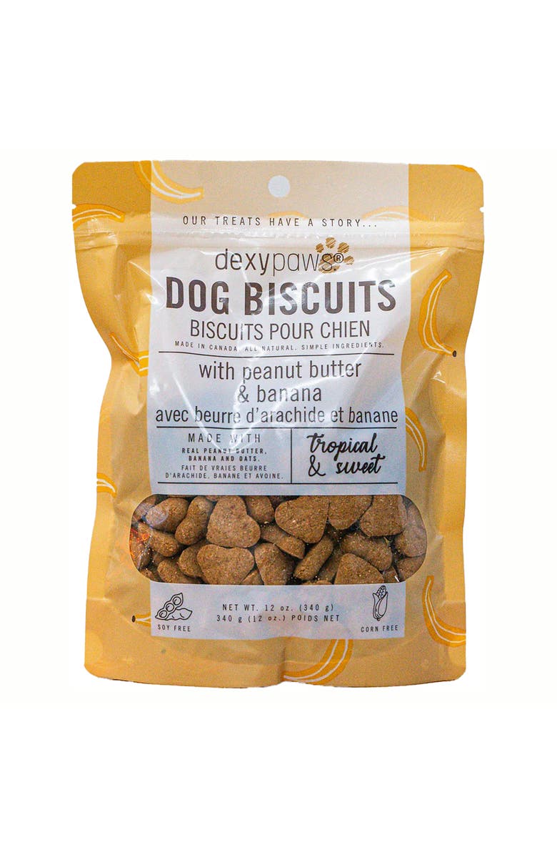 Dexypaws Banana, Oat
Peanut Butter Dog Biscuits 12oz, Main, color, Brown