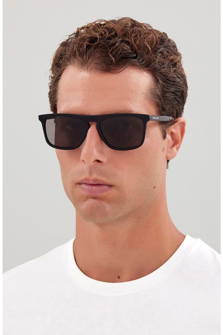 56mm Polarized Square Sunglasses, Alternate, color, BLACK