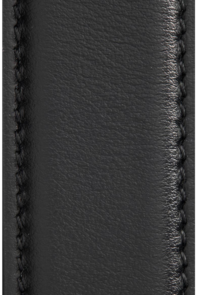 Slim Double Gancio Leather Belt, Alternate, color, NERO
