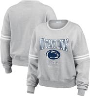 WEAR by Erin Andrews Women's WEAR by Erin Andrews Heather Gray Penn State Nittany Lions Classic Stripe Pullover Sweater