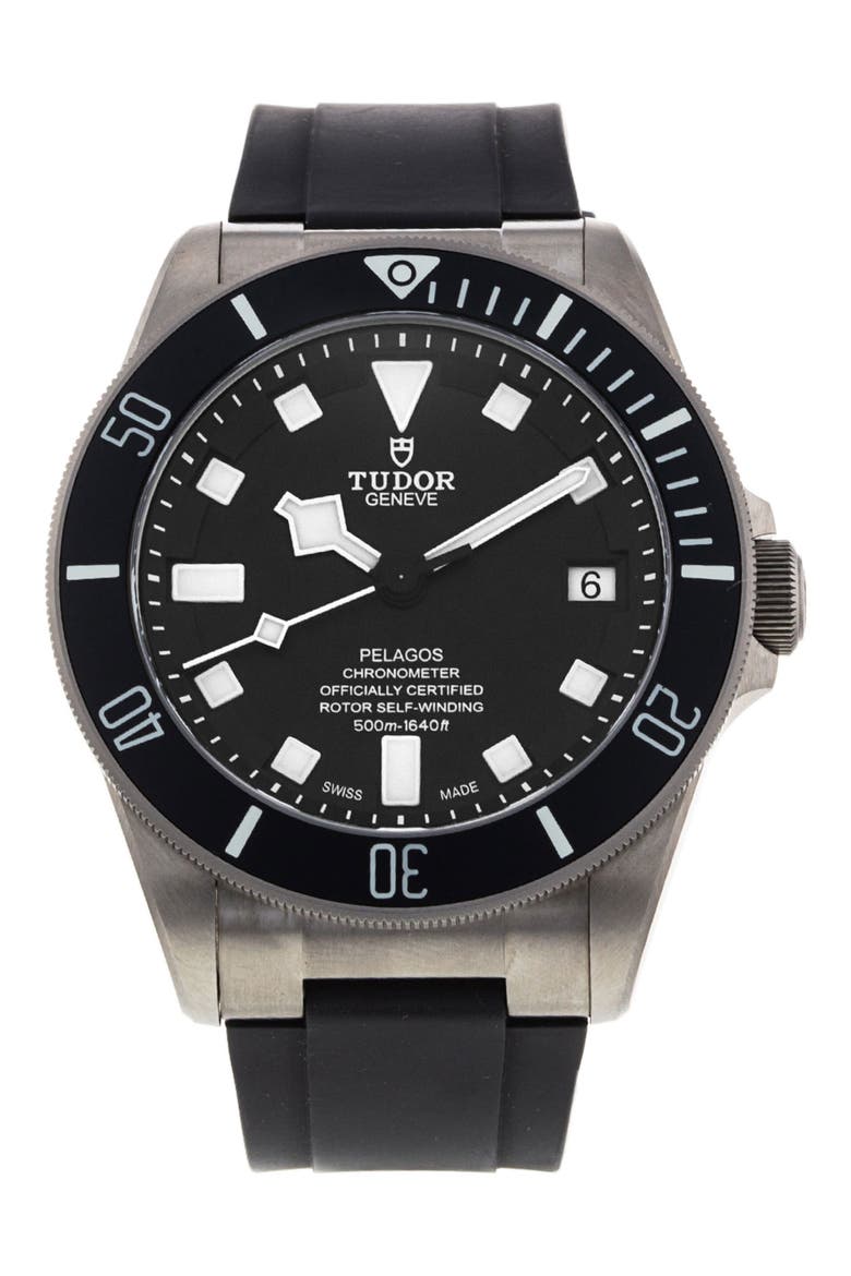Tudor Preowned 2019 Pelagos Automatic Rubber Strap Watch, 42mm, Main, color, BLACK