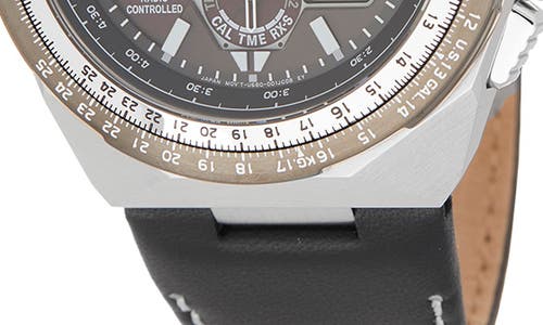 Citizen Promaster Air Skyhawk A-t Chronograph Leather Strap Watch, 46mm In Black