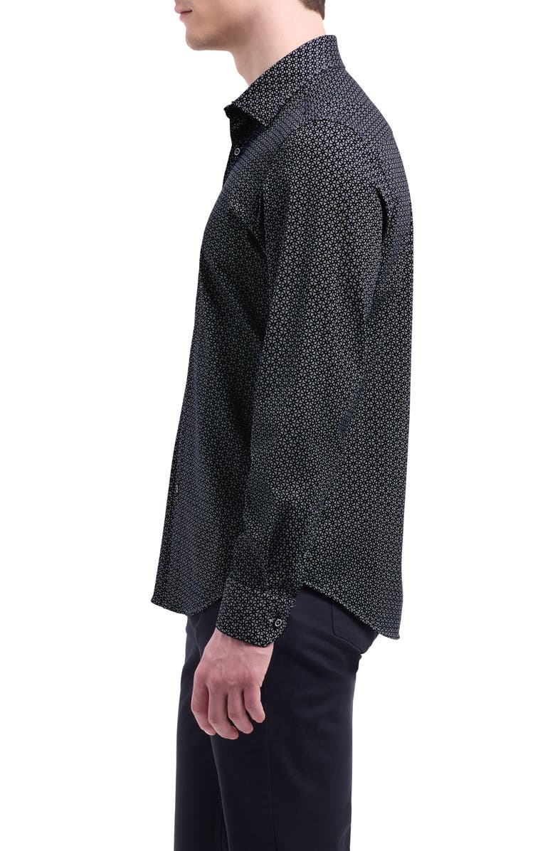 Bugatchi James OoohCotton<sup>®</sup> Geo Print Button-Up Shirt, Alternate, color, Black