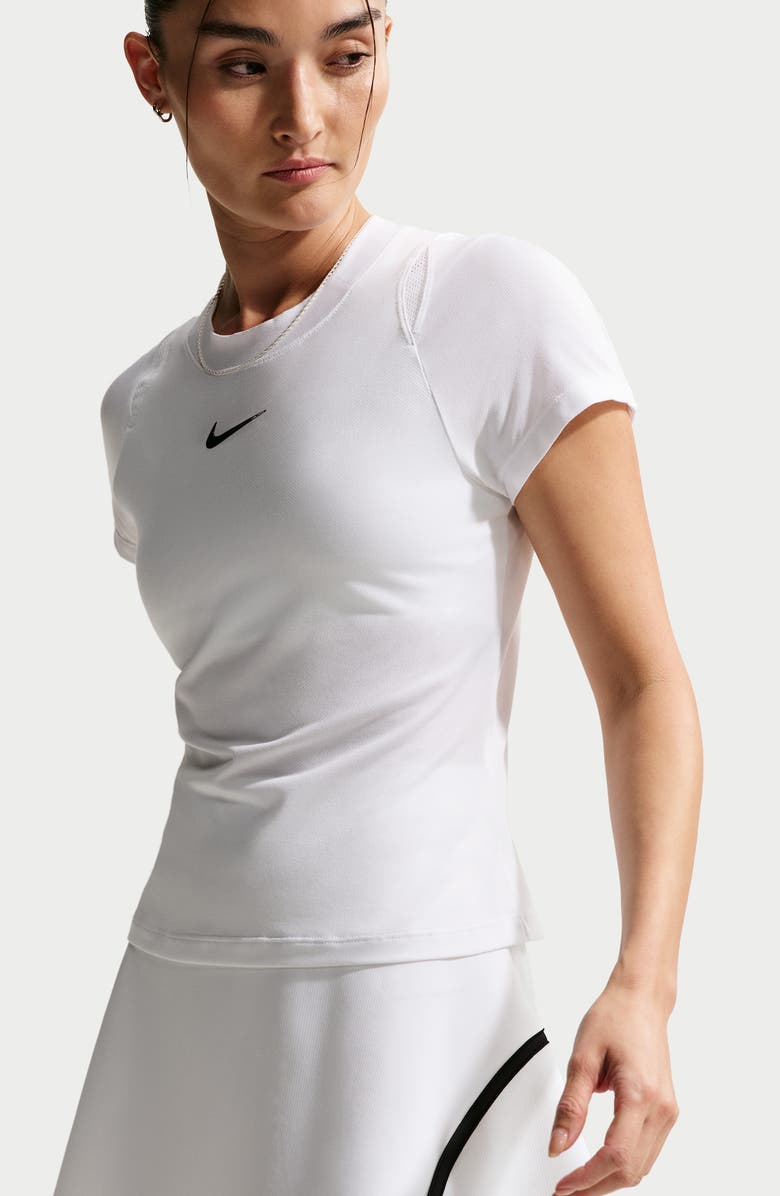 Nike Court Advantage Dri-FIT High Waist Tennis Skort, Alternate, color, White/Black