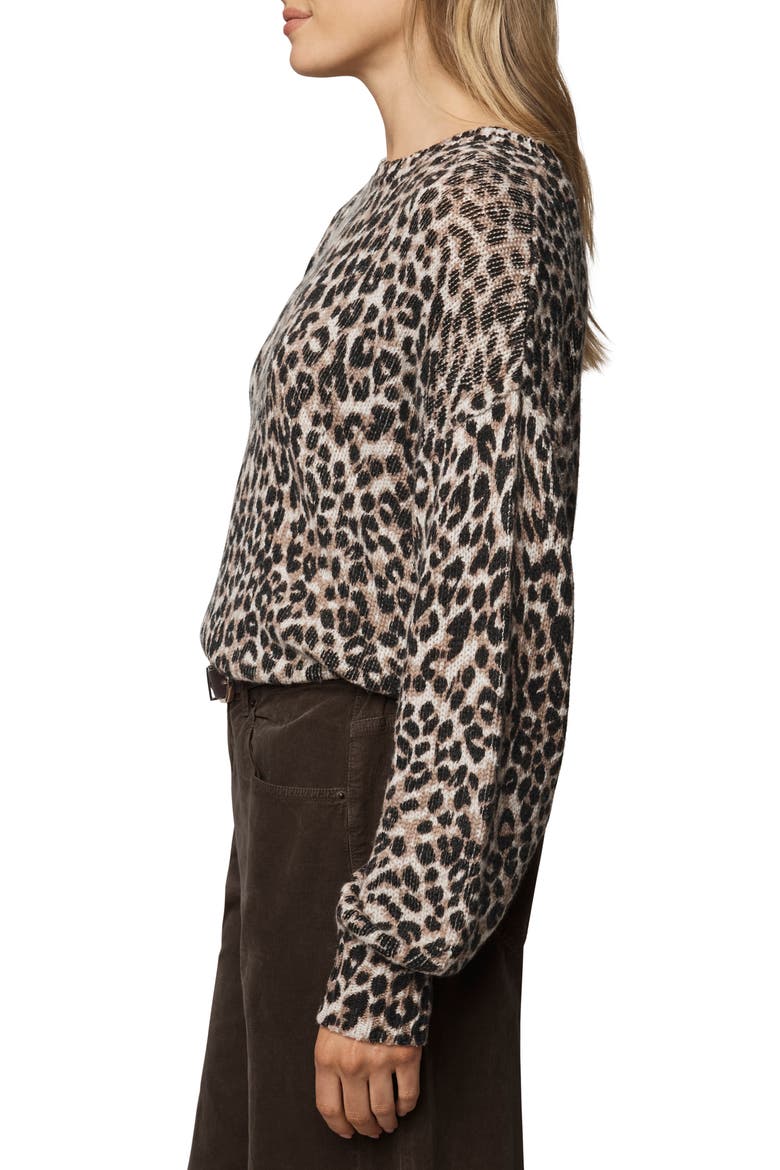 Delaney Leopard Print Crewneck Sweater, Alternate, color, WHITE SNOW LEOPARD