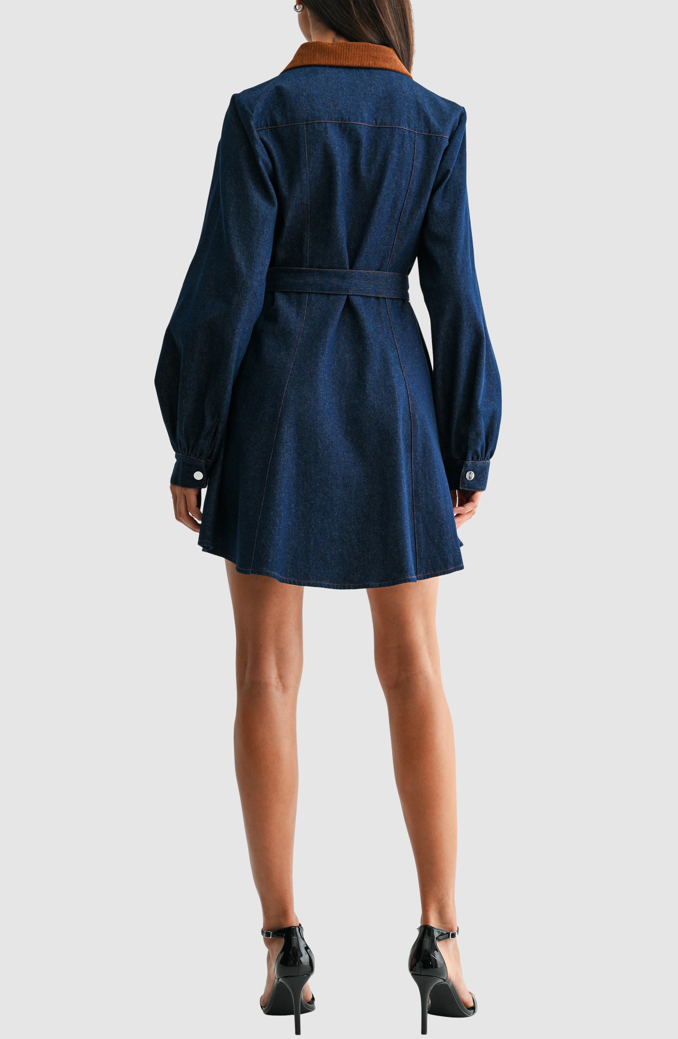 Lush Contrast Collar Denim Minidress (Women) | Nordstromrack