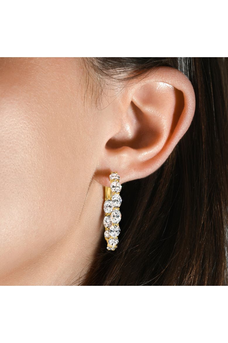 8Ct Oval Diamond Hoops 14k Gold Lab Grown  1" Tall, Alternate, color, 14k Yellow Gold