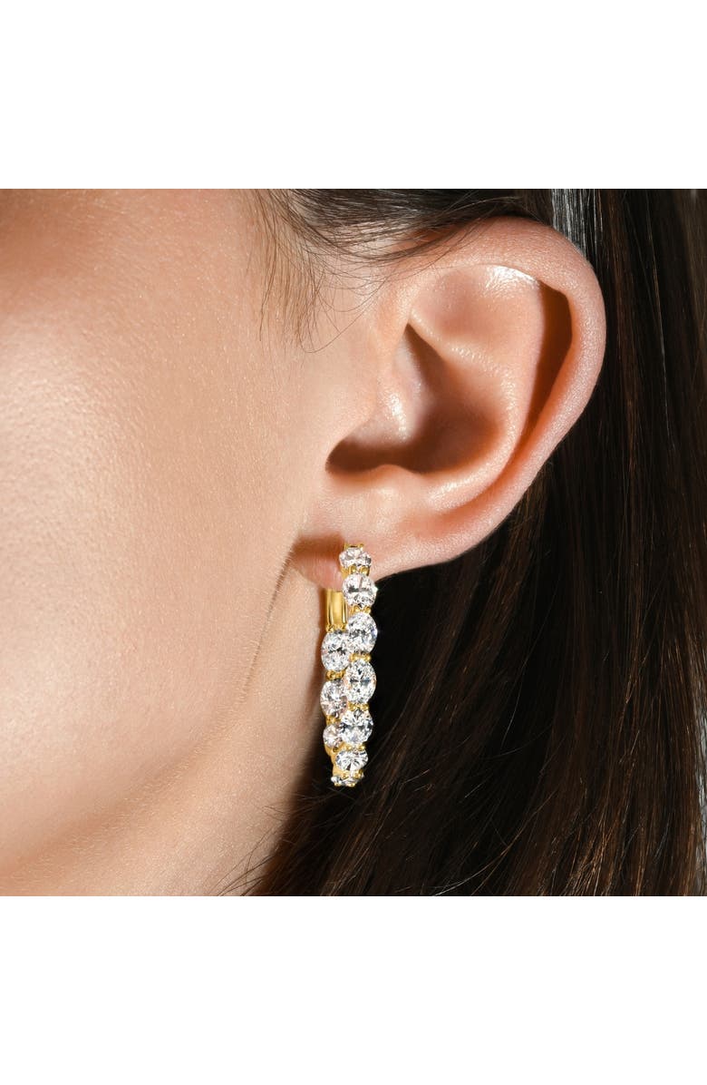 Bliss Diamond 8Ct Oval Diamond Hoops 14k Gold Lab Grown  1" Tall, Alternate, color, 14K Yellow Gold