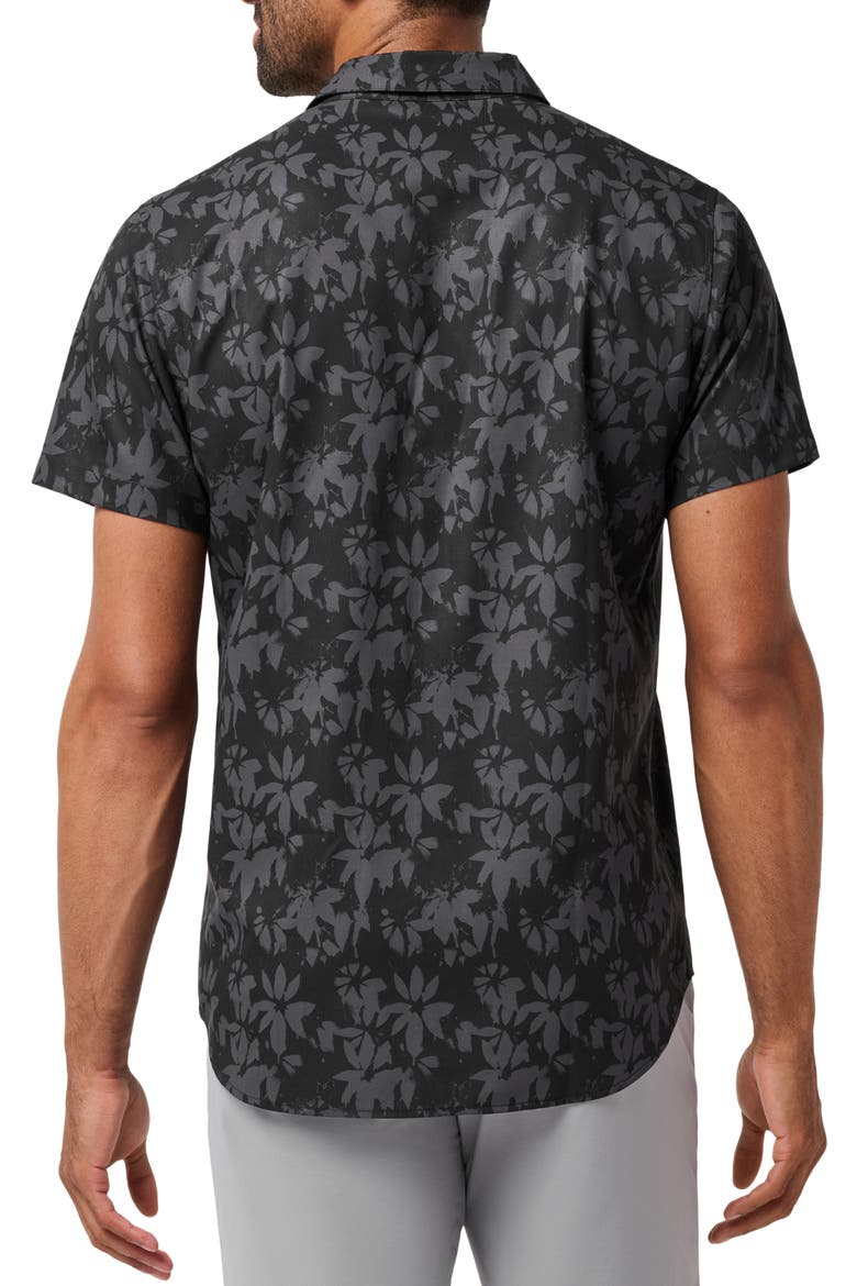 Techwoven Founder Floral Short Sleeve Performance Button-Up Shirt, Alternate, color, BLACK