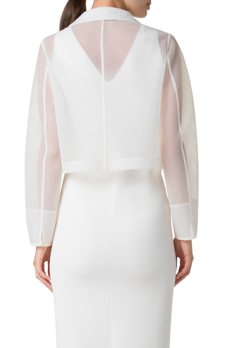 Akris Alice Techno Grid Double Layer Crop Jacket, Alternate, color, Pure White