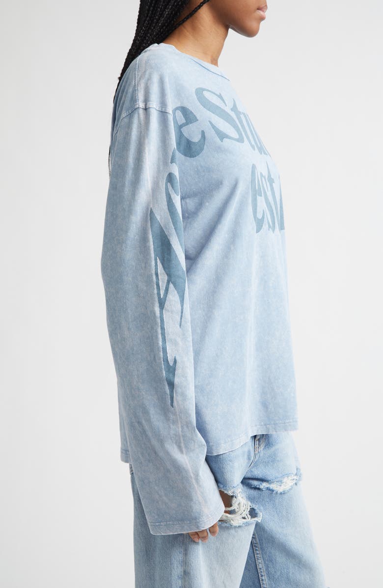 Acne Studios Edden Projection Logo Organic Cotton & Hemp T-Shirt, Alternate, color, Dirty Blue