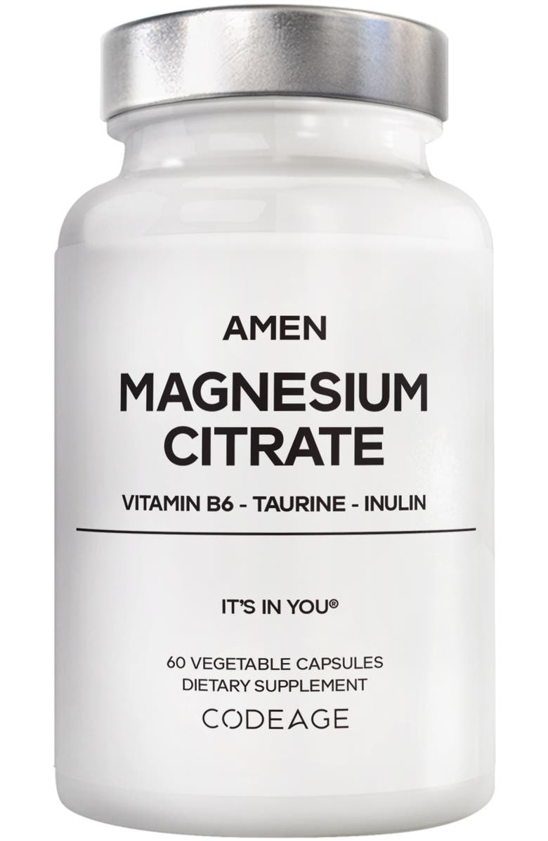 Amen Magnesium Citrate, Vitamin B6, Taurine, Inulin Chicory Root, Supplement, Main, color, White