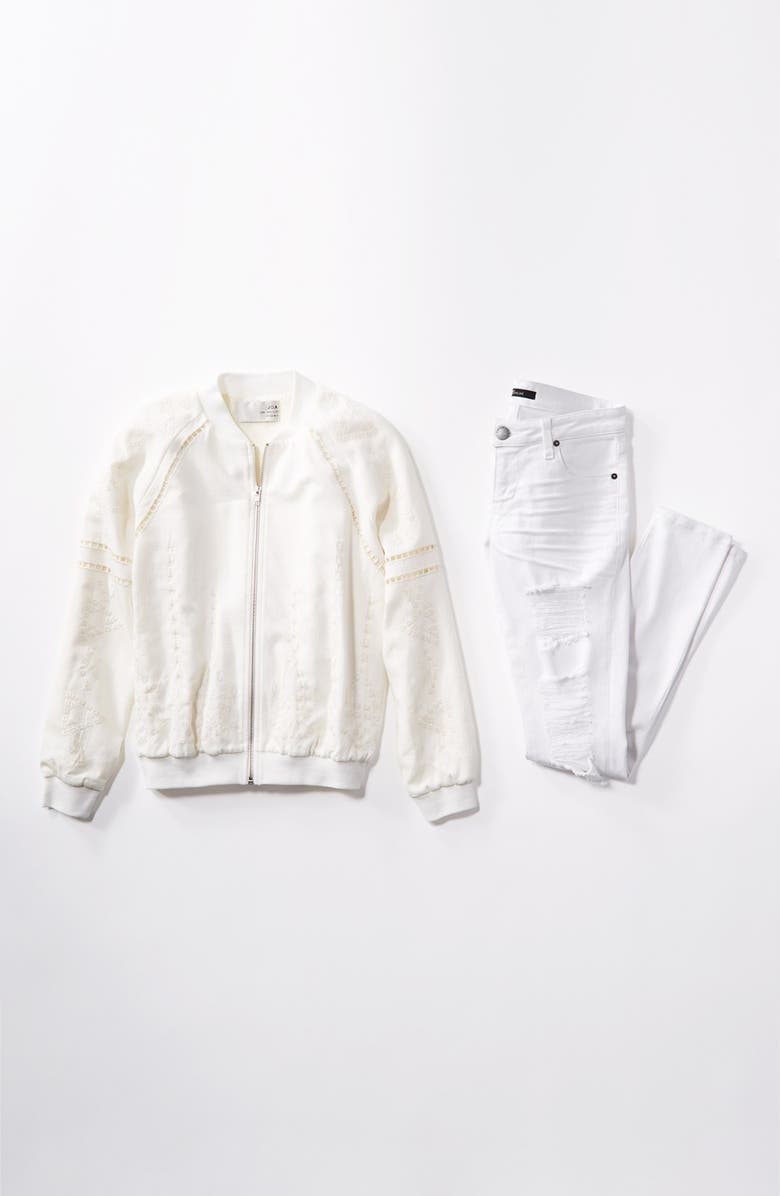 J.O.A. Embroidered Bomber Jacket, Alternate, color,