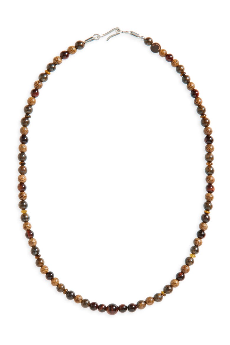 Men's Beaded Necklace, Main, color, RED TIGER EYE