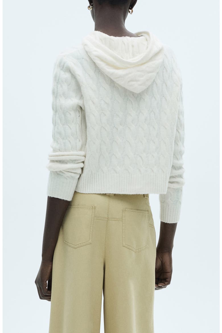 Cable Knit Hooded Sweater, Alternate, color, ECRU