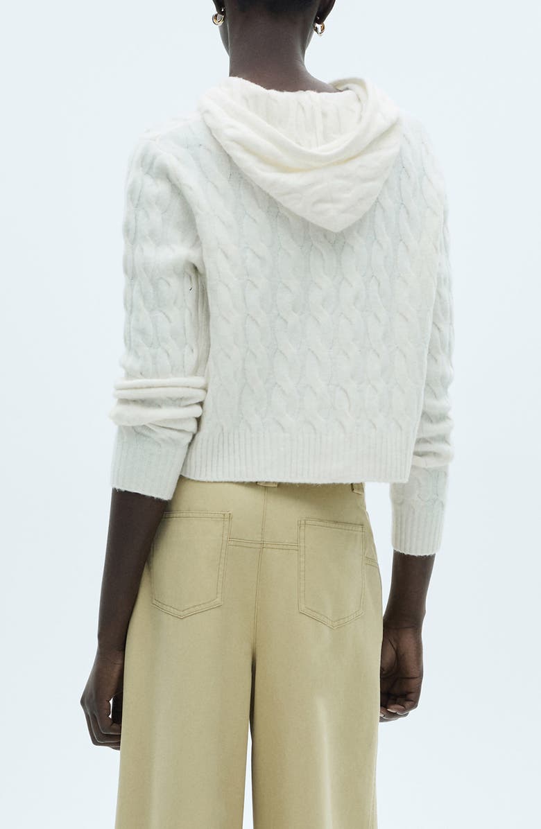 MANGO Cable Knit Hooded Sweater, Alternate, color, 