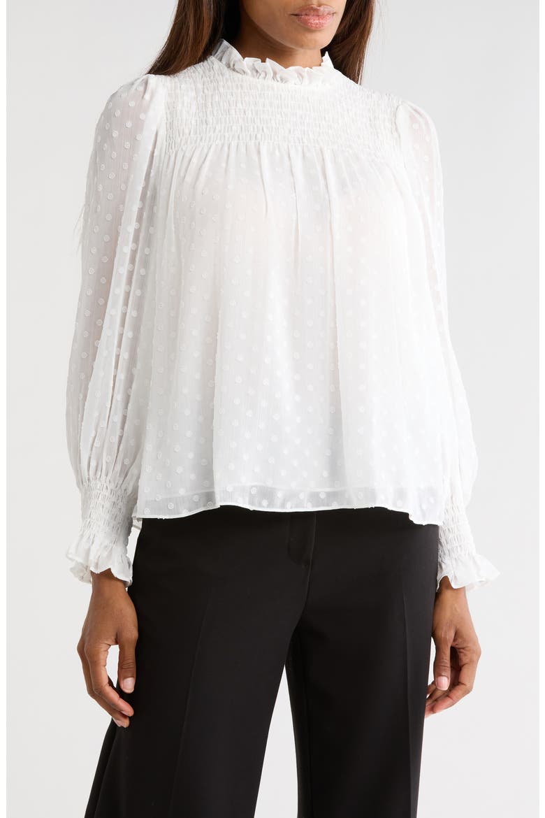 Clip Dot Long Sleeve Top, Main, color, SNOW