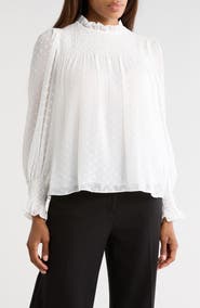 Rebecca Taylor Clip Dot Long Sleeve Top