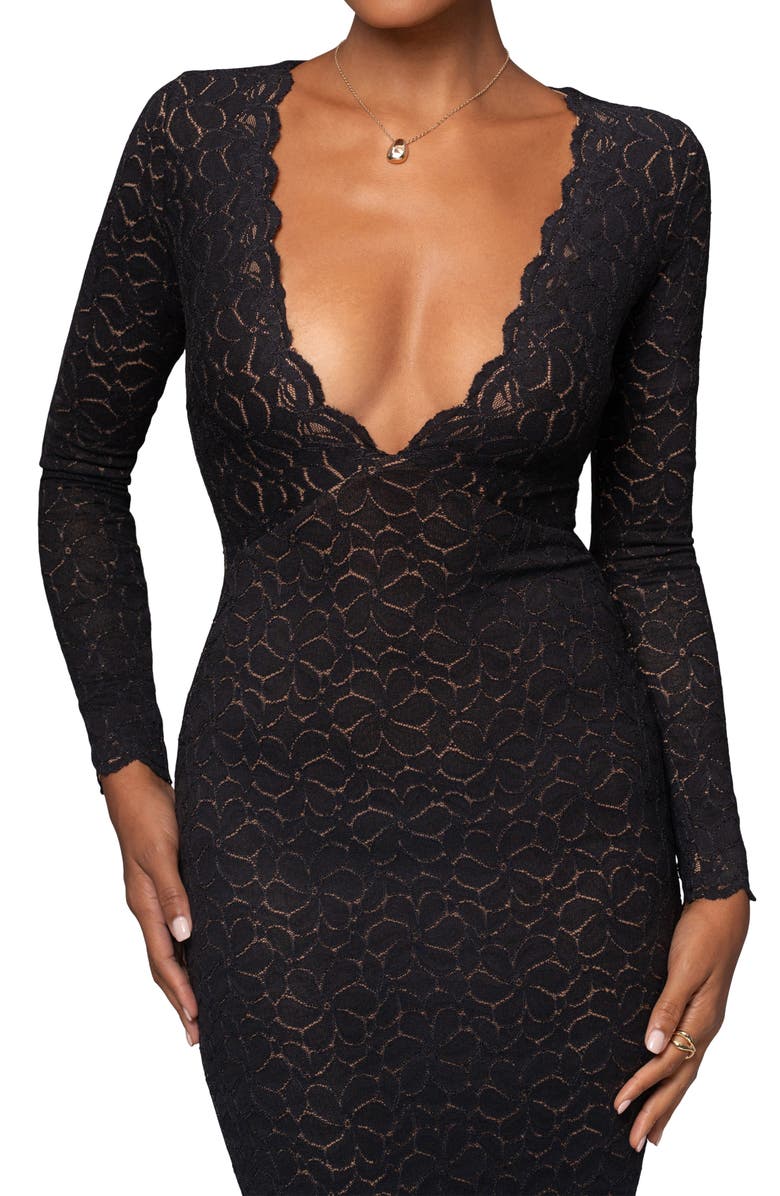 JLUXLABEL Reunited Lace Long Sleeve Maxi Dress, Alternate, color, Black