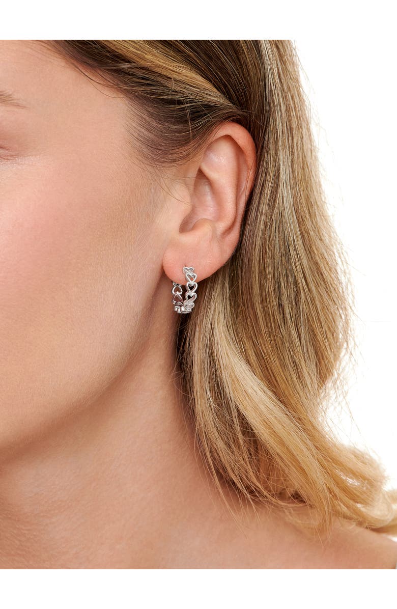 DEVATA Open Heart Hoop Earrings in Rhodium Plated Sterling Silver, Alternate, color, Silver