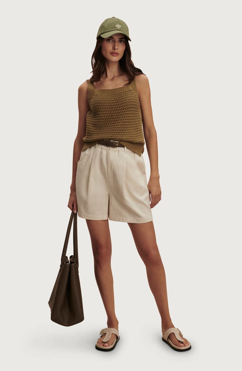 Varley Ebden Square Neck Cotton Pointelle Tank, Alternate, color, Golden Olive