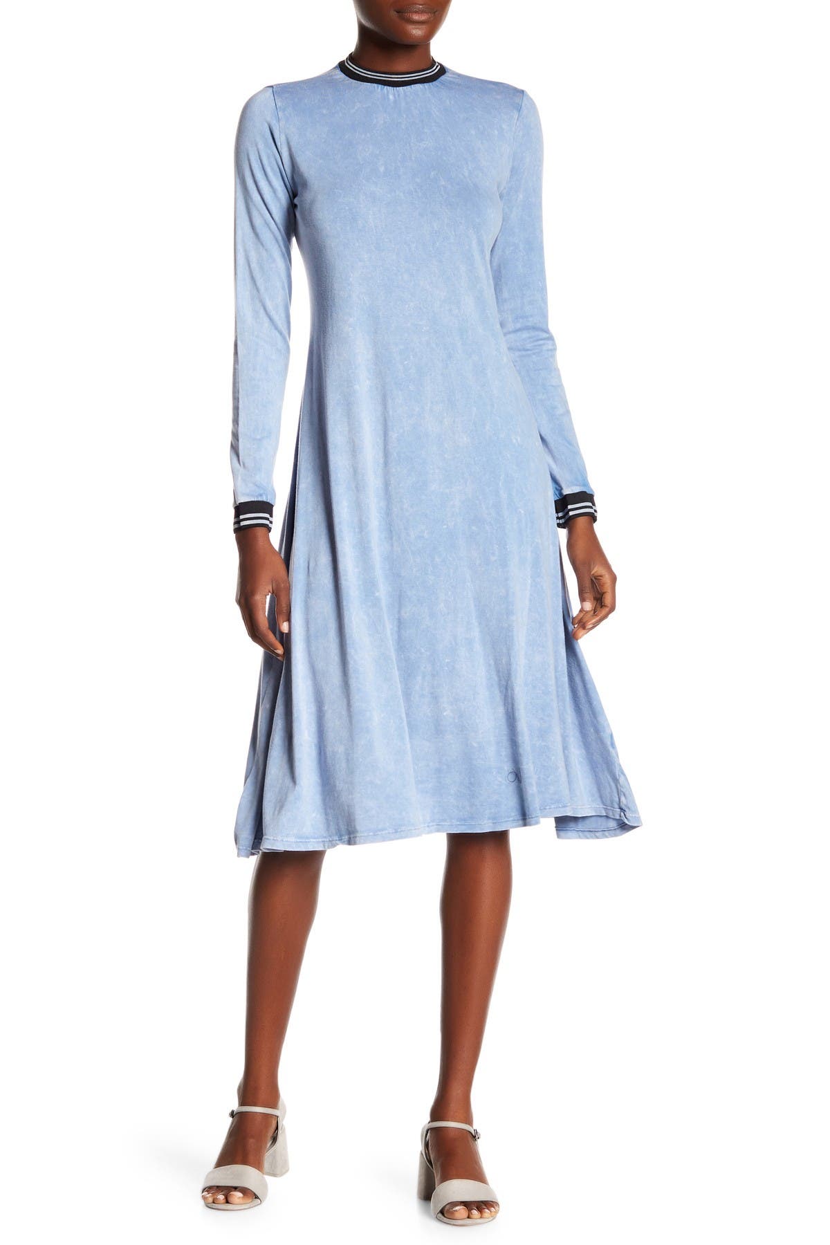 GO COUTURE Modest Mineral Wash Flare Dress | Nordstromrack