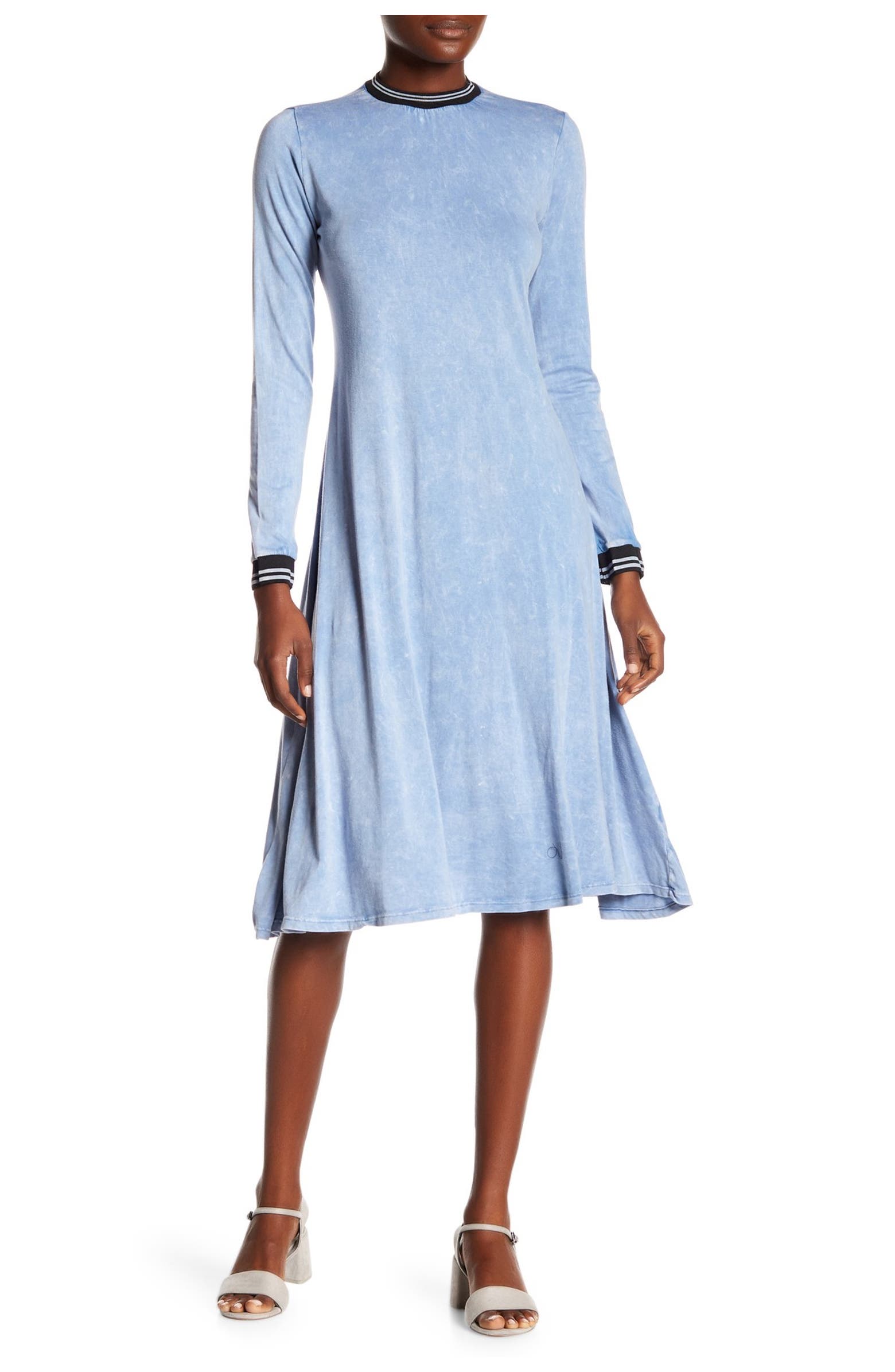 GO COUTURE Modest Mineral Wash Flare Dress | Nordstromrack