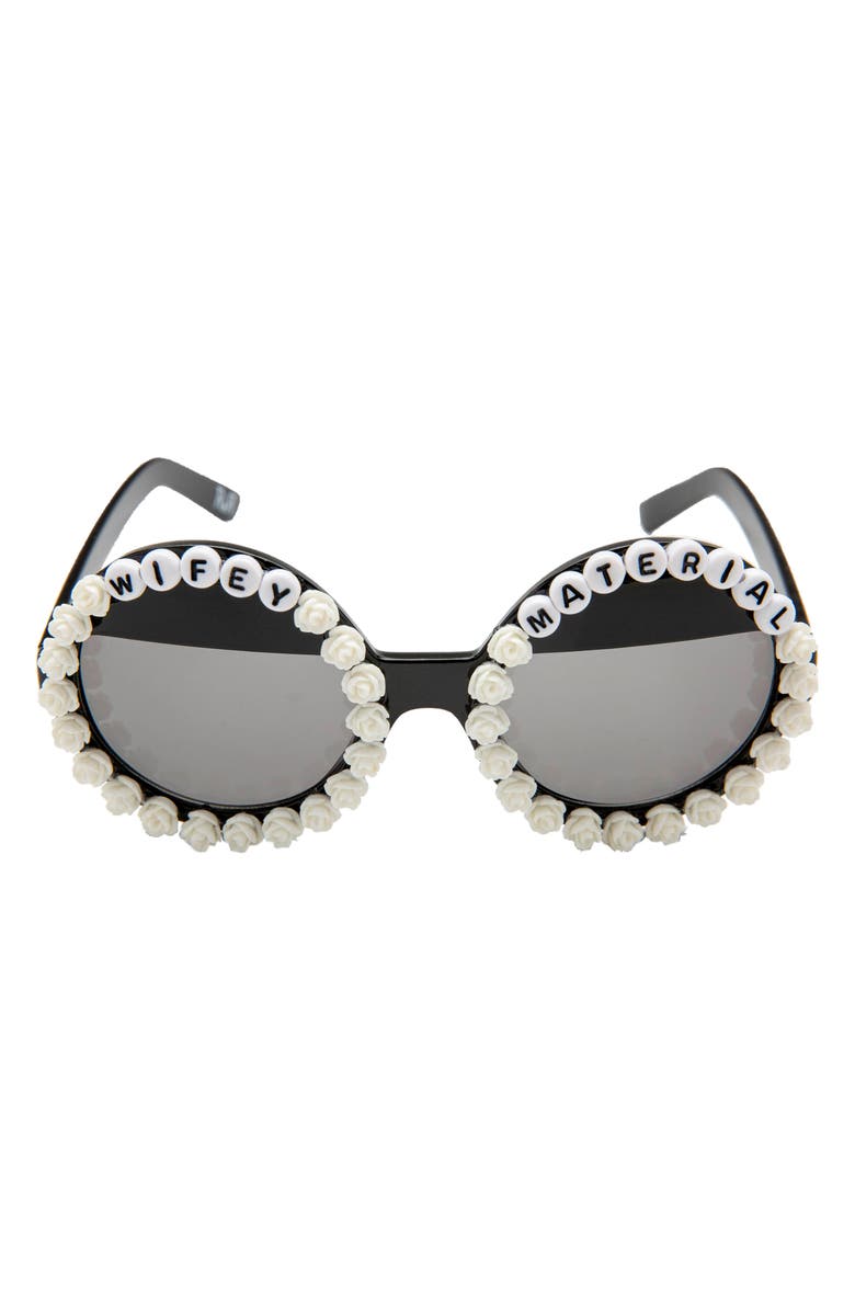 Rad + Refined Wifey Material Flower Round Sunglasses, Main, color,