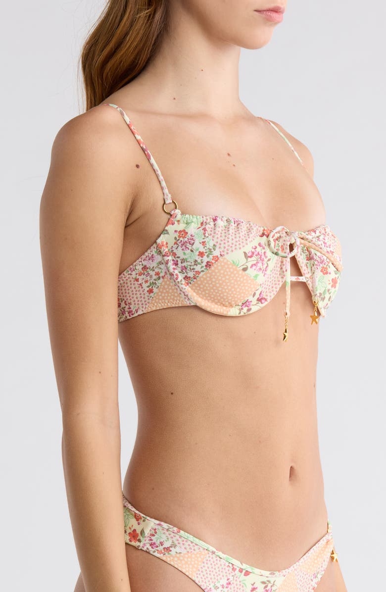 PacSun Willow Tie Front Bikini Top, Alternate, color, Patchwork Floral