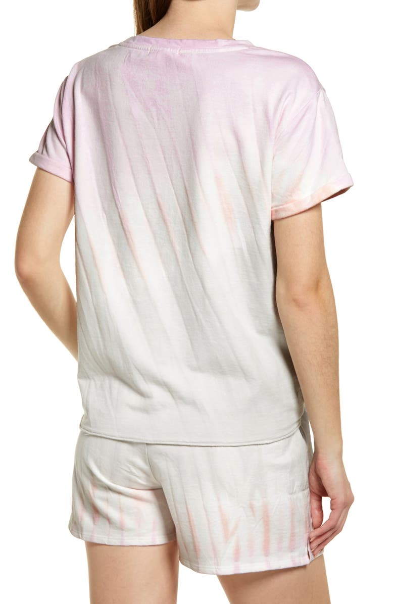 beachlunchlounge French Terry Side Tie T-Shirt, Alternate, color, Lilac/ Grey