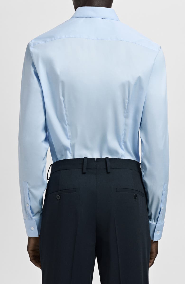 MANGO Slim Fit Stripe Cotton Button-Up Shirt, Alternate, color, Sky Blue