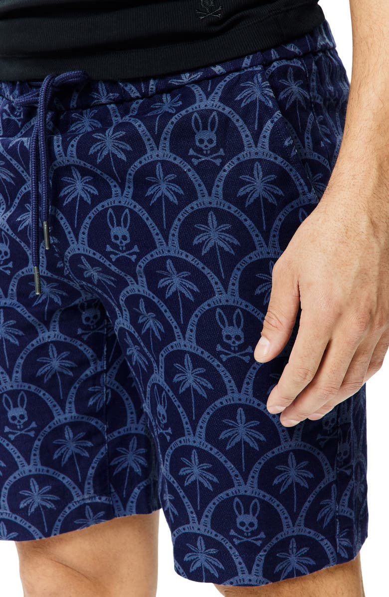 Psycho Bunny Brad Print Linen & Cotton Shorts, Alternate, color,