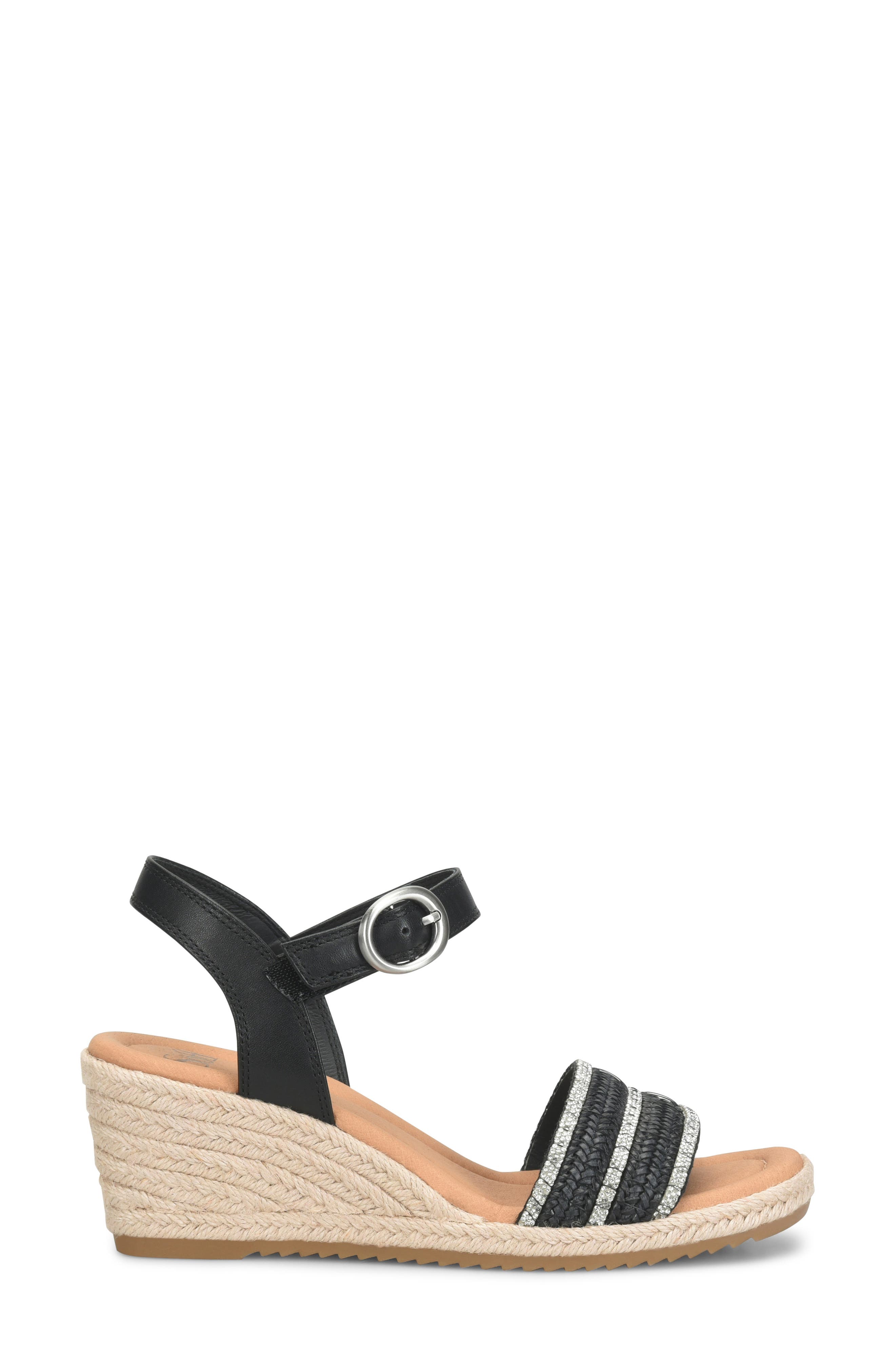 Söfft Inez II Espadrille Ankle Strap Platform Wedge Sandal, Alternate, color, Black