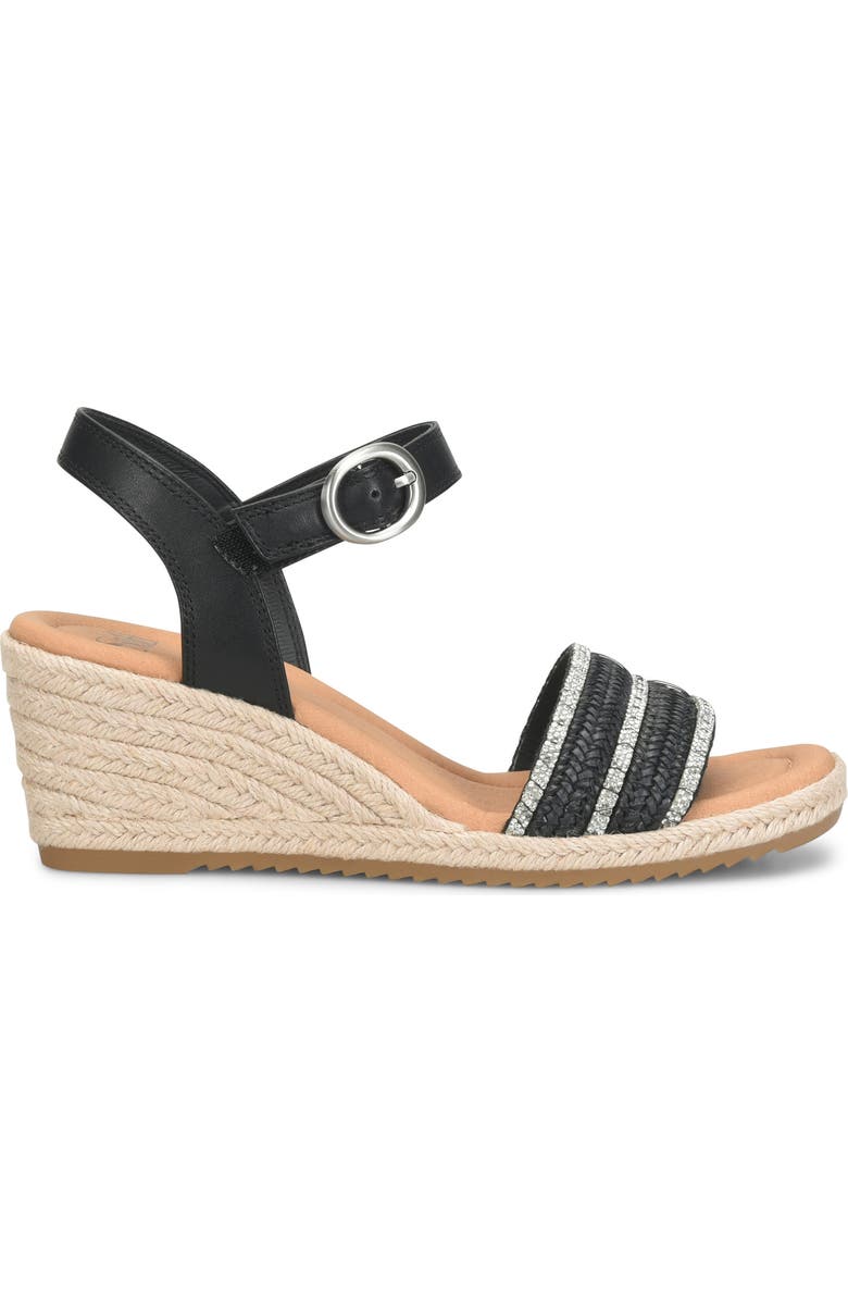 Söfft Inez II Espadrille Ankle Strap Platform Wedge Sandal, Alternate, color, Black
