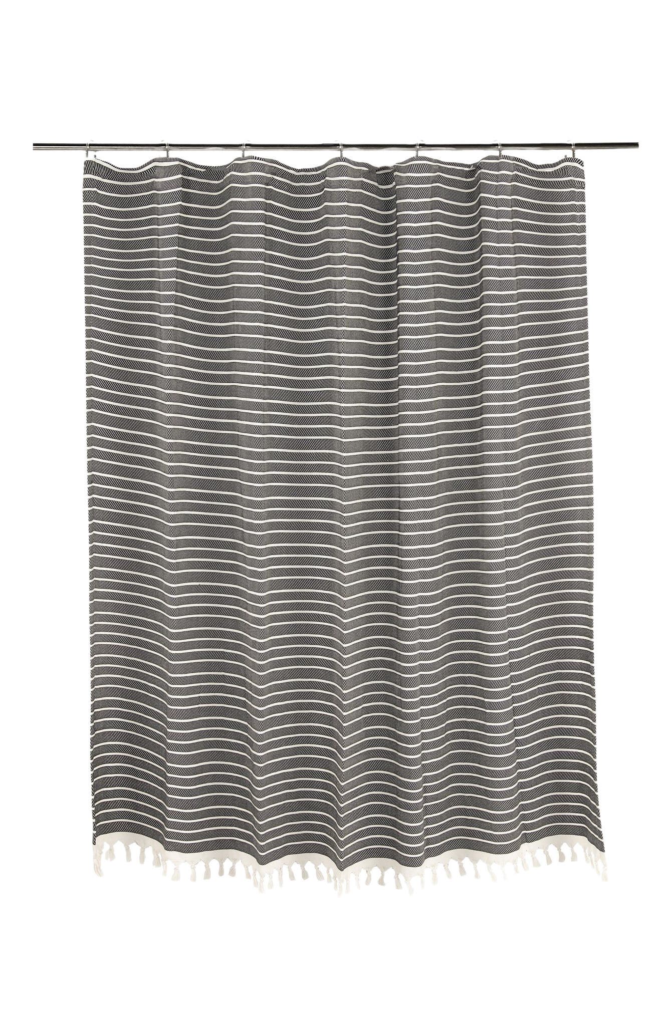 Olive & Linen Cloud Soft Shower Curtain in Black 