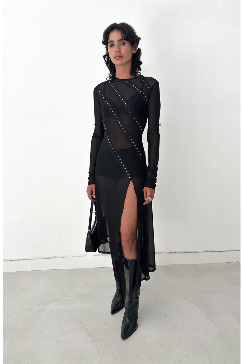 Rue Sheer Mesh Dress, Alternate, color, Black